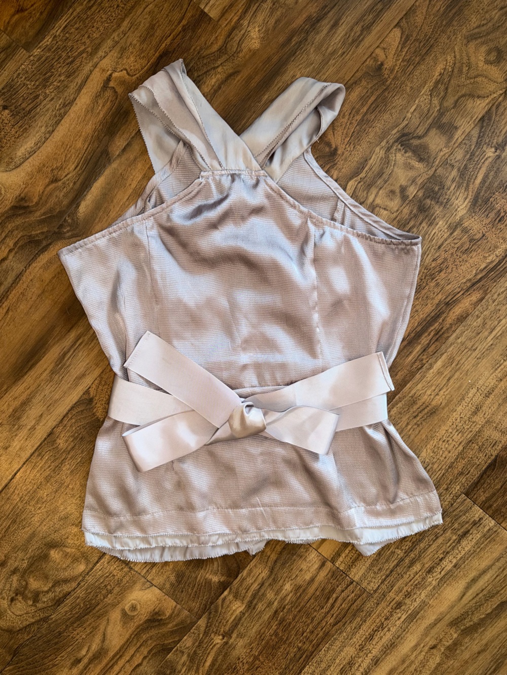 Lavender Satin Ruffle Button Halter Tank - Picture 6 of 6